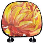 Watercolor Chrysanthemum Print Car Headrest Covers