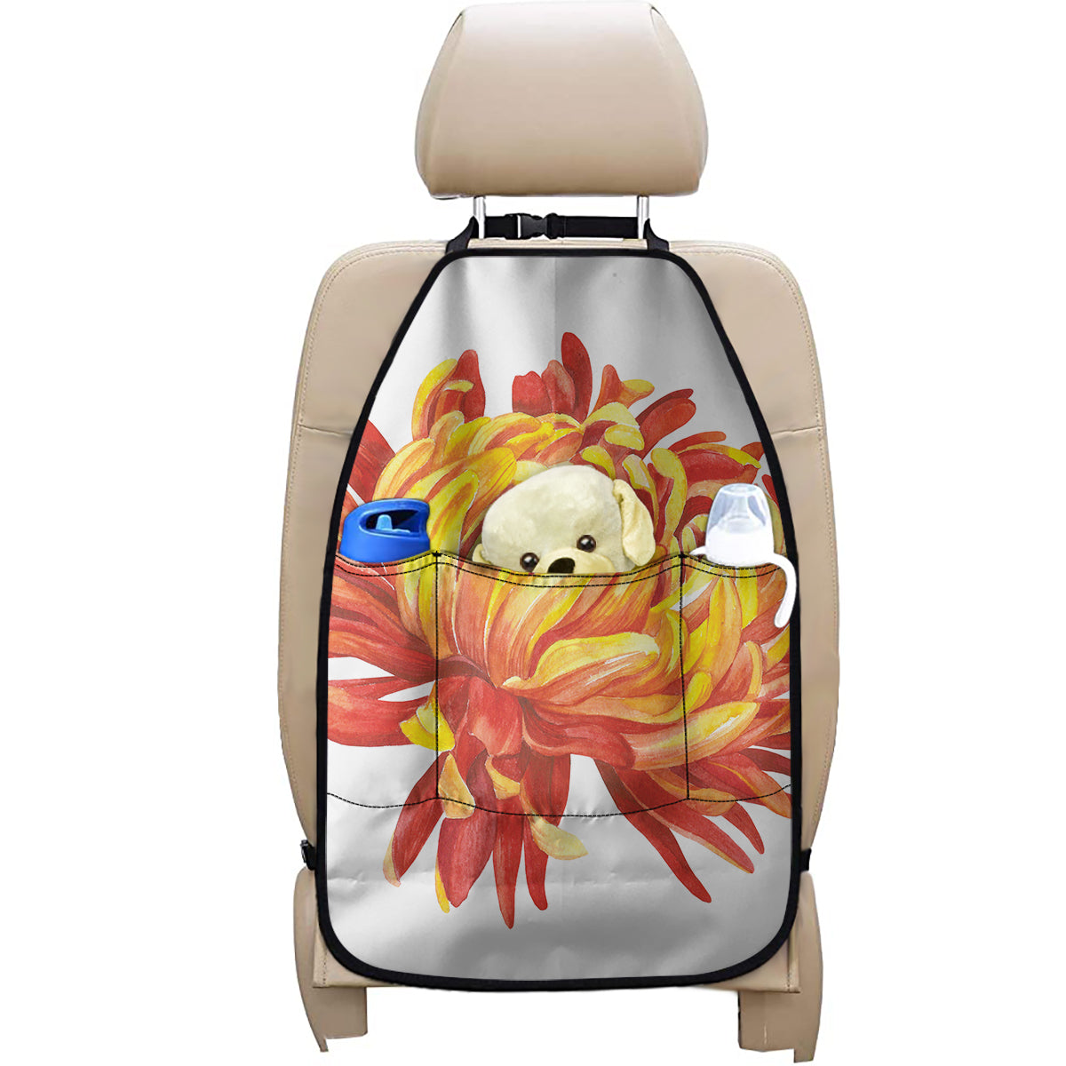 Watercolor Chrysanthemum Print Car Seat Organizers