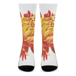 Watercolor Chrysanthemum Print Crew Socks
