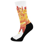 Watercolor Chrysanthemum Print Crew Socks
