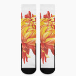 Watercolor Chrysanthemum Print Crew Socks