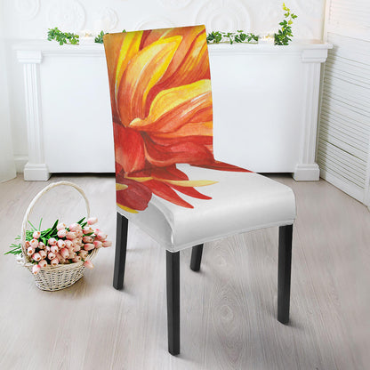 Watercolor Chrysanthemum Print Dining Chair Slipcover