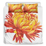 Watercolor Chrysanthemum Print Duvet Cover Bedding Set