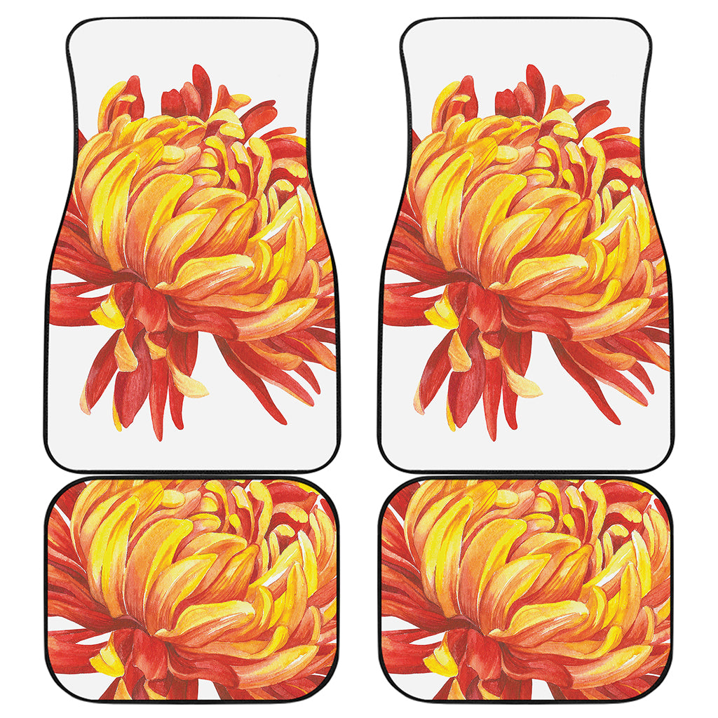 Watercolor Chrysanthemum Print Front and Back Car Floor Mats