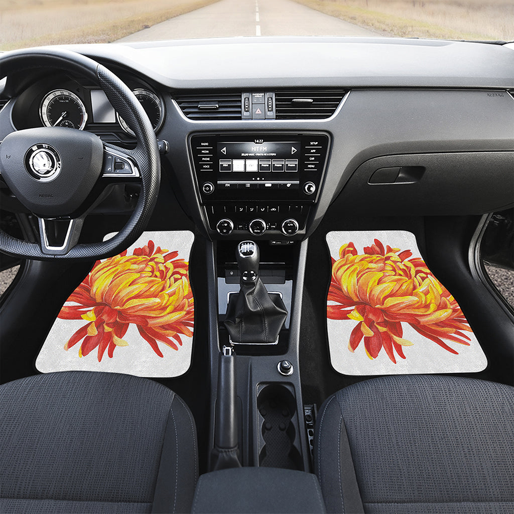 Watercolor Chrysanthemum Print Front and Back Car Floor Mats