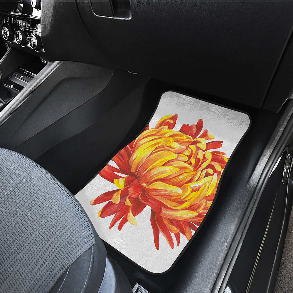Watercolor Chrysanthemum Print Front and Back Car Floor Mats