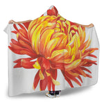 Watercolor Chrysanthemum Print Hooded Blanket