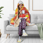 Watercolor Chrysanthemum Print Hooded Blanket