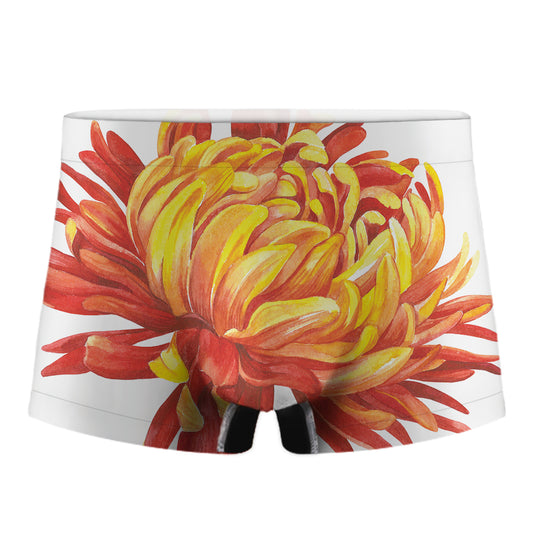 Watercolor Chrysanthemum Print Men's Boxer Briefs