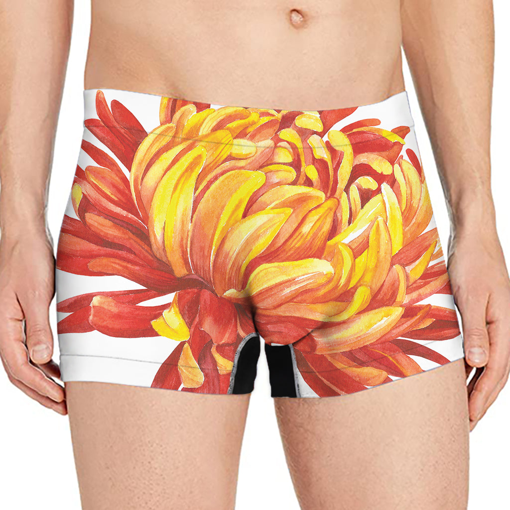 Watercolor Chrysanthemum Print Men's Boxer Briefs