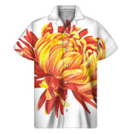 Watercolor Chrysanthemum Print Men's Short Sleeve Shirt