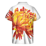 Watercolor Chrysanthemum Print Men's Short Sleeve Shirt