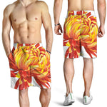 Watercolor Chrysanthemum Print Men's Shorts