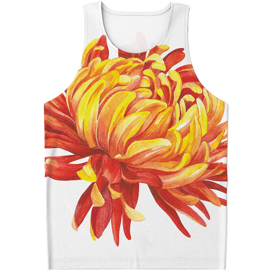 Watercolor Chrysanthemum Print Men's Tank Top