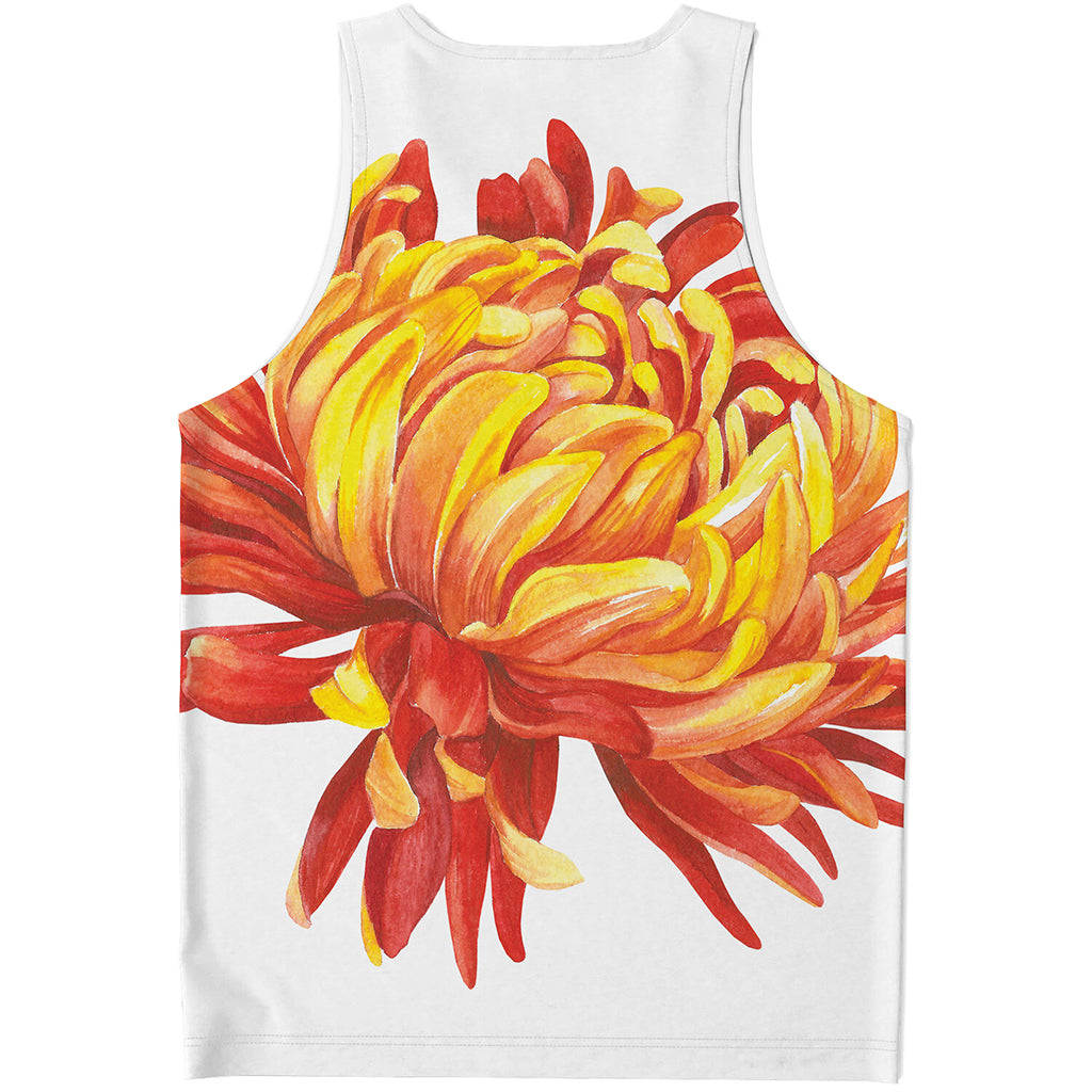 Watercolor Chrysanthemum Print Men's Tank Top