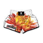 Watercolor Chrysanthemum Print Muay Thai Boxing Shorts