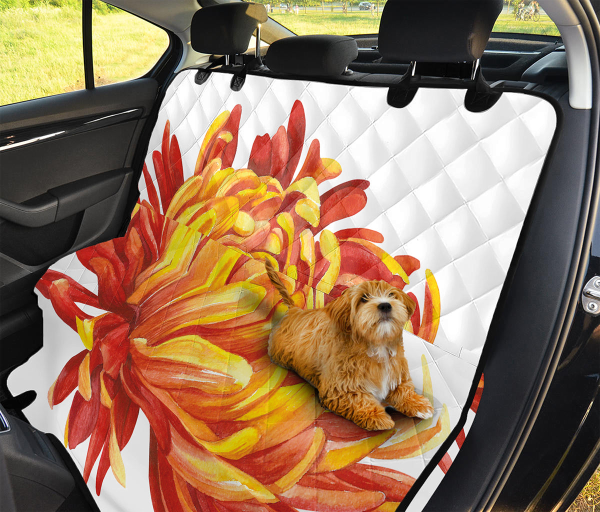 Watercolor Chrysanthemum Print Pet Car Back Seat Cover