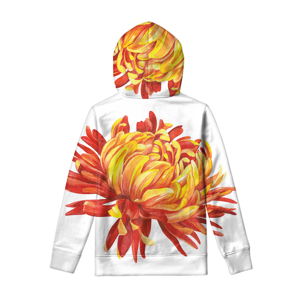 Watercolor Chrysanthemum Print Pullover Hoodie