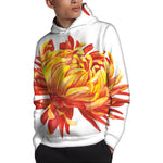 Watercolor Chrysanthemum Print Pullover Hoodie
