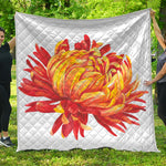 Watercolor Chrysanthemum Print Quilt