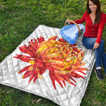 Watercolor Chrysanthemum Print Quilt