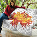 Watercolor Chrysanthemum Print Quilt
