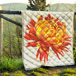 Watercolor Chrysanthemum Print Quilt