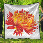 Watercolor Chrysanthemum Print Quilt