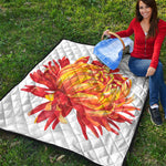 Watercolor Chrysanthemum Print Quilt
