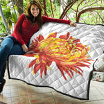 Watercolor Chrysanthemum Print Quilt
