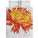 Watercolor Chrysanthemum Print Quilt Bed Set