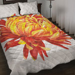 Watercolor Chrysanthemum Print Quilt Bed Set