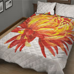 Watercolor Chrysanthemum Print Quilt Bed Set