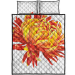 Watercolor Chrysanthemum Print Quilt Bed Set