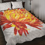 Watercolor Chrysanthemum Print Quilt Bed Set