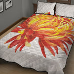Watercolor Chrysanthemum Print Quilt Bed Set