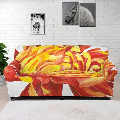 Watercolor Chrysanthemum Print Sofa Cover