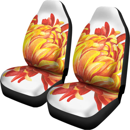 Watercolor Chrysanthemum Print Universal Fit Car Seat Covers
