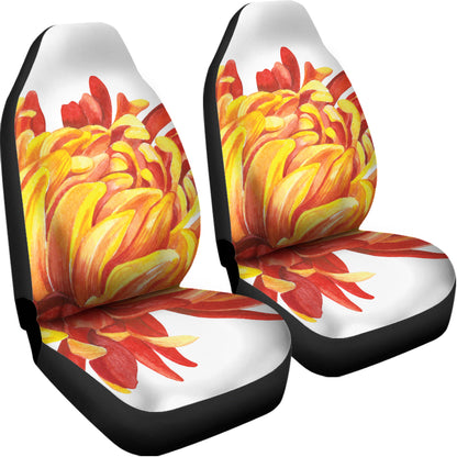 Watercolor Chrysanthemum Print Universal Fit Car Seat Covers