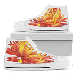 Watercolor Chrysanthemum Print White High Top Shoes