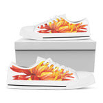 Watercolor Chrysanthemum Print White Low Top Shoes