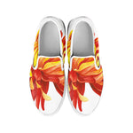 Watercolor Chrysanthemum Print White Slip On Shoes