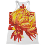Watercolor Chrysanthemum Print Women's Racerback Tank Top
