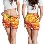 Watercolor Chrysanthemum Print Women's Shorts