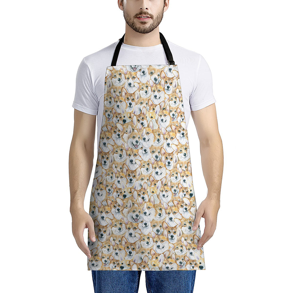 Watercolor Corgi Pattern Print Apron
