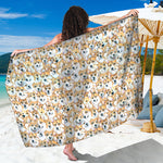 Watercolor Corgi Pattern Print Beach Sarong Wrap