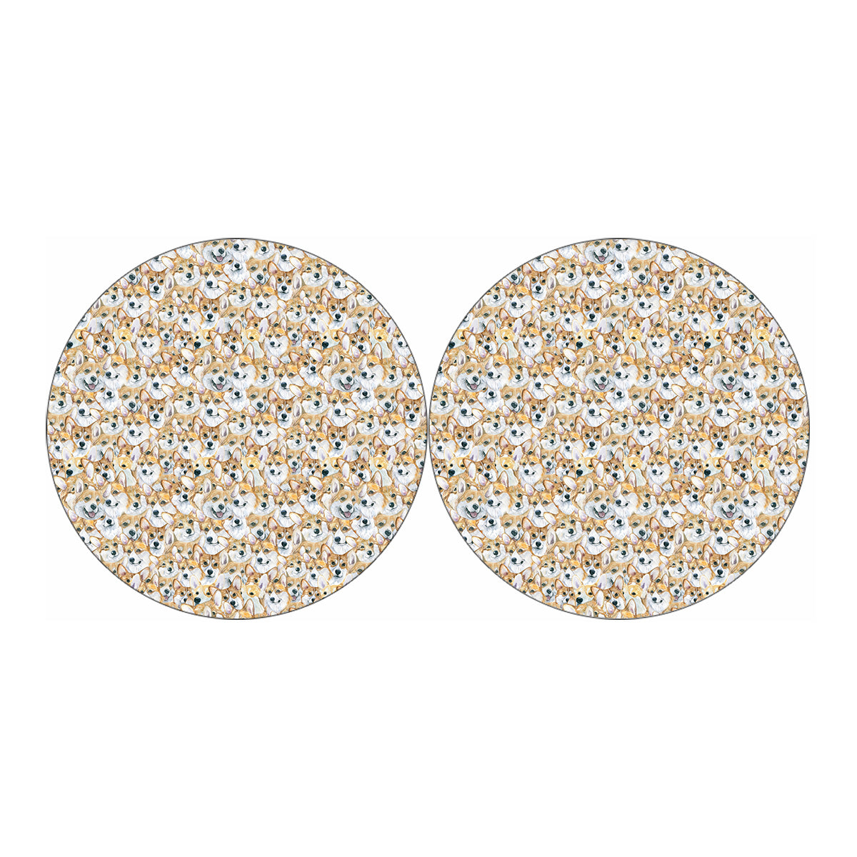 Watercolor Corgi Pattern Print Car Coasters