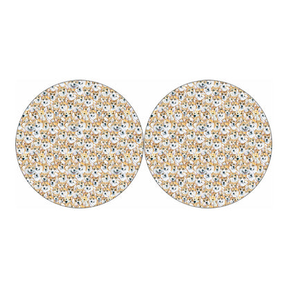 Watercolor Corgi Pattern Print Car Coasters