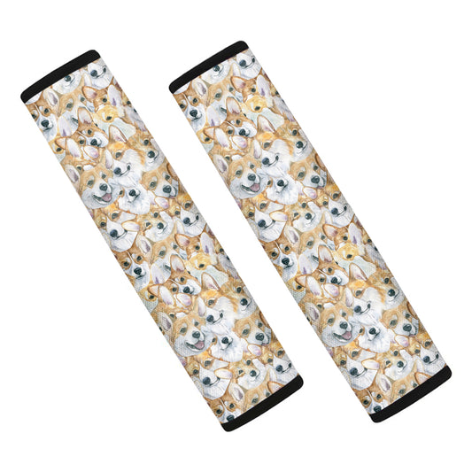 Watercolor Corgi Pattern Print Car Seat Belt Covers