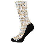 Watercolor Corgi Pattern Print Crew Socks